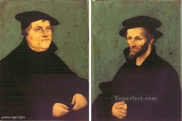 Lucas Cranach the Elder Painting - Portraits Of Martin Luther And Philipp Melanchthon Renaissance Lucas Cranach the Elder